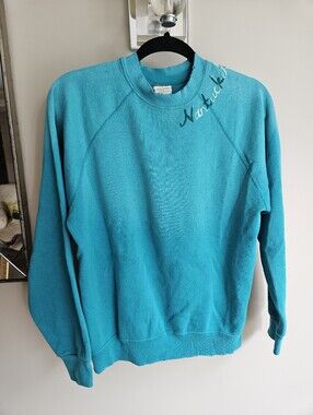 Vintage Nantucket Teal Distressed Sweatshirt - Size Large